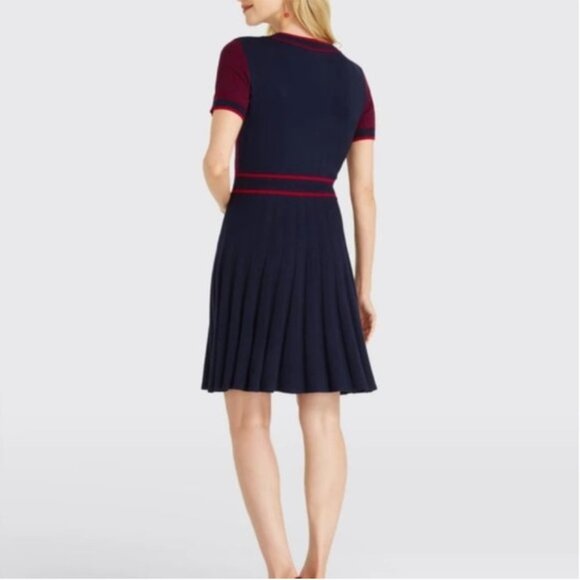 Draper James Burgundy and Navy Mini Dress - Picture 2 of 8